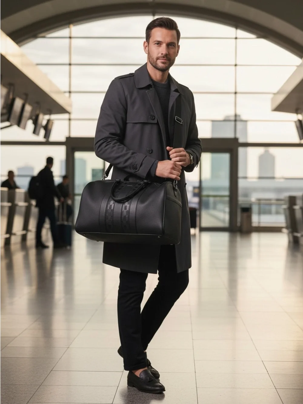 Ted Baker Black Waylin House Check Weekender Bag